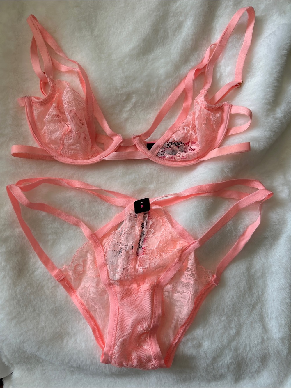 Peach strappy matching set